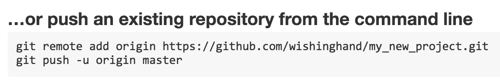 Github's instructions for the command line to push a new repo to Github
